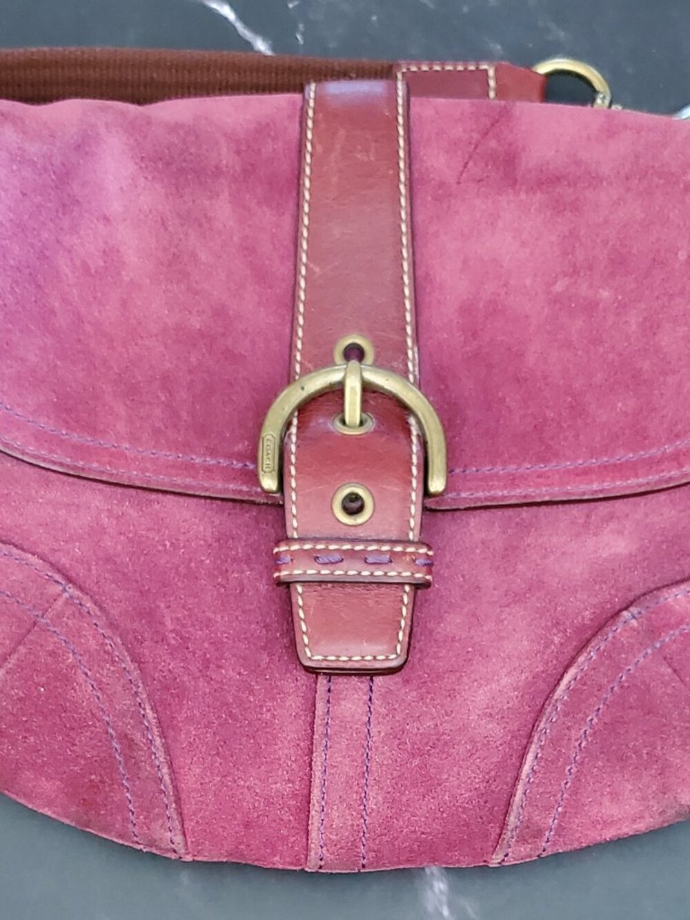 Coach Soho Purple Suede Buckle Flap Shoulder Crossbody Bag Rare Vintage 2004 Y2K